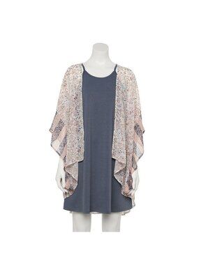 Wallflower Floral Kimono & Dress 2-Piece Set Size S Lightweight Blue & Pink